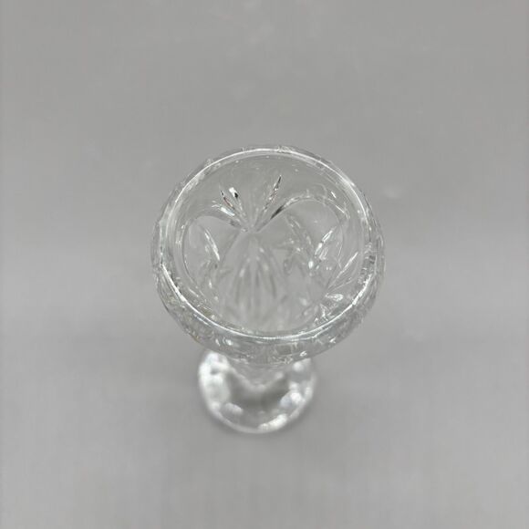 Vintage Bohemian Lead Crystal Cut Glass Bud Vase Starburst Panel Pedestal 6" - Picture 4 of 6